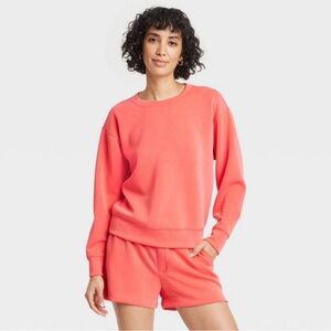 Women's A New Day Sandwash Pullover Sweatshirt Coral Size 3X